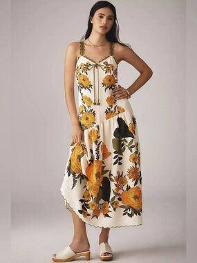 Farm Rio x Anthropologie Sleeveless V-Neck A-Line Maxi Dress Size Xs